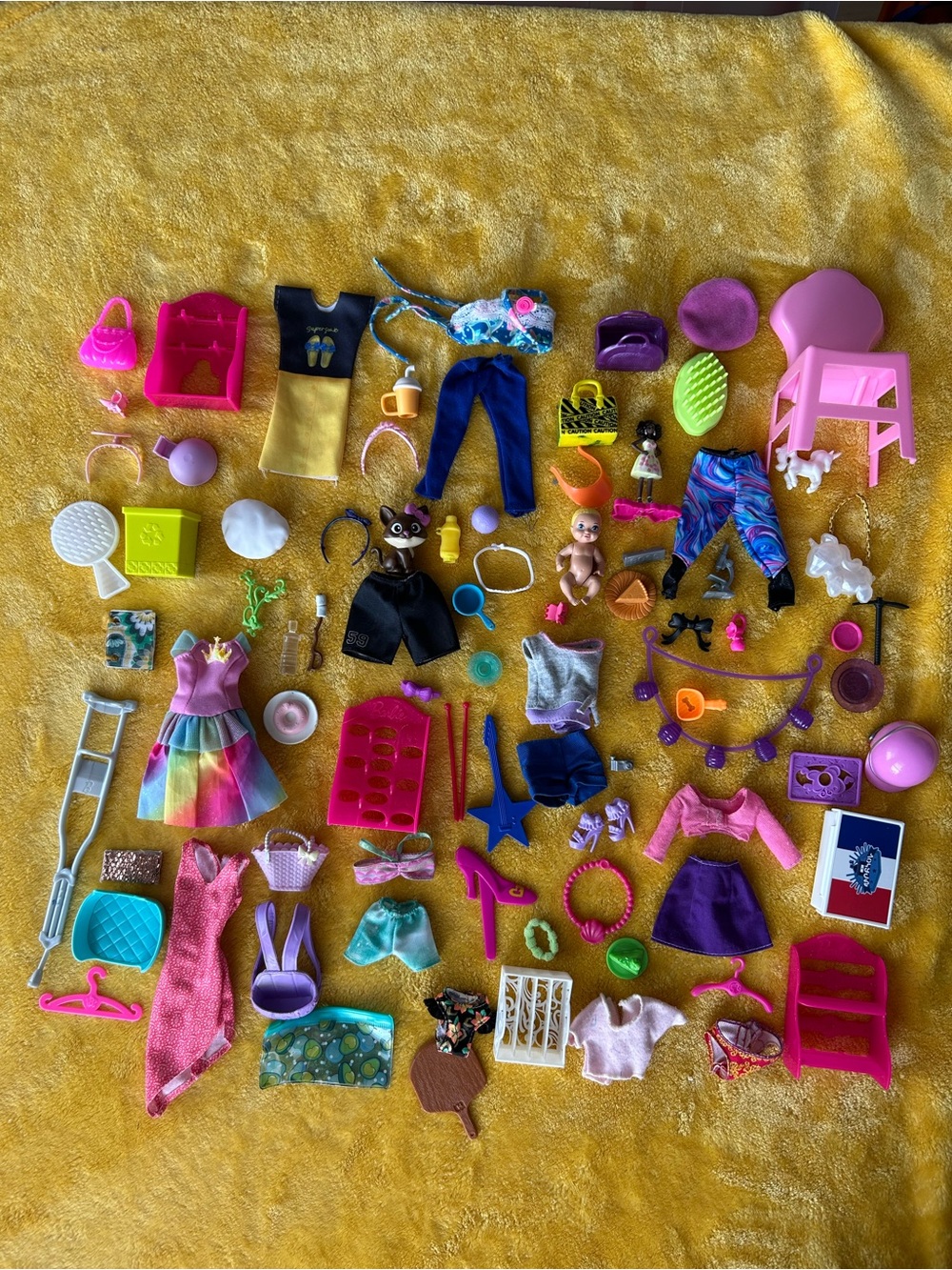 Vintage Barbie other Doll Clothes Pants Shirts Dresses Accessories Lot Of 75+